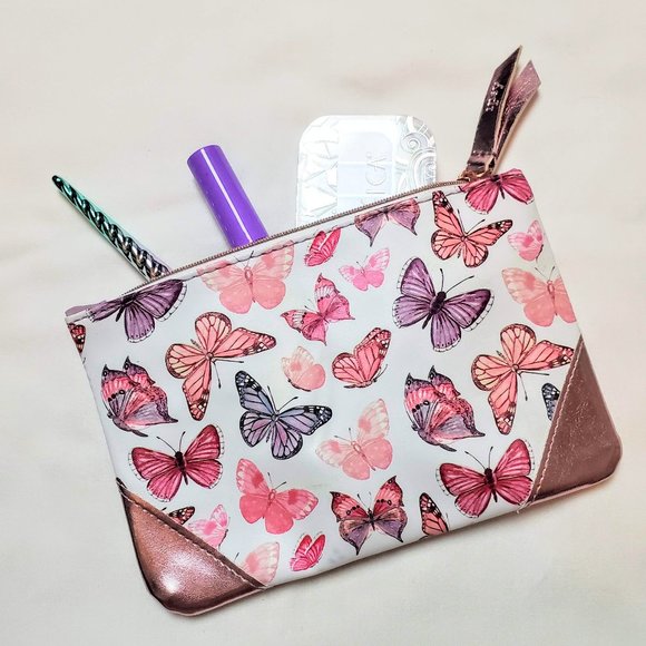 Ipsy April 2018 Pink Butterfly Cosmetic Makeup Bag - Picture 1 of 3